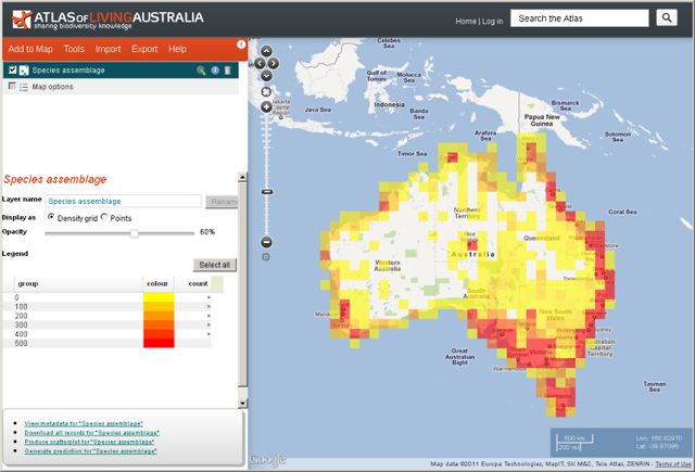 Species Assemblage Density Grid