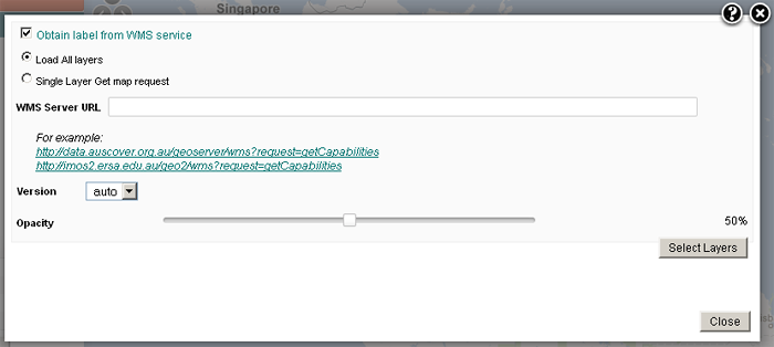 Adding a base layer map via a WMS service